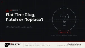 Read more about the article Dial A Tire Q&A #4: Flat Tire — Plug, Patch or Replace?